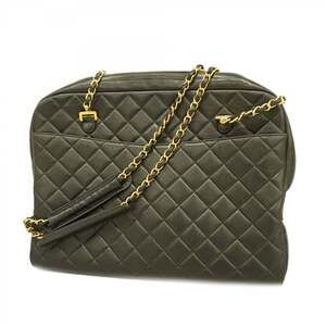 CHANEL Black Lambskin Leather Shoulder Bag